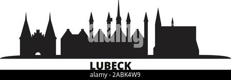 Germania, Lubeck skyline della città isolata illustrazione vettoriale. Germania, Lubecca cityscape di viaggio con i punti di riferimento Illustrazione Vettoriale