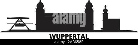 Germania, Wuppertal skyline della città isolata illustrazione vettoriale. Germania, Wuppertal cityscape di viaggio con i punti di riferimento Illustrazione Vettoriale