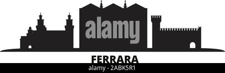 L'Italia, Ferrara skyline della città isolata illustrazione vettoriale. L'Italia, Ferrara cityscape di viaggio con i punti di riferimento Illustrazione Vettoriale