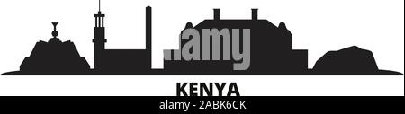 Kenya, Nairobi skyline della città isolata illustrazione vettoriale. Kenya, Nairobi travel cityscape con punti di riferimento Illustrazione Vettoriale