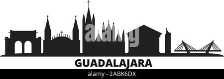 Messico, Guadalajara skyline della città isolata illustrazione vettoriale. Messico, Guadalajara cityscape di viaggio con i punti di riferimento Illustrazione Vettoriale