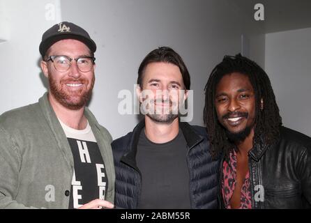 MALIBU, CA - 27 novembre: Sean Flynn, Brandon Jenner, Shwayze, a Shwayze Casa per le vacanze Live dal Malibu a Casa Escobar in Malibu, la California il 27 novembre 2019. Credit Faye Sadou/MediaPunch Foto Stock