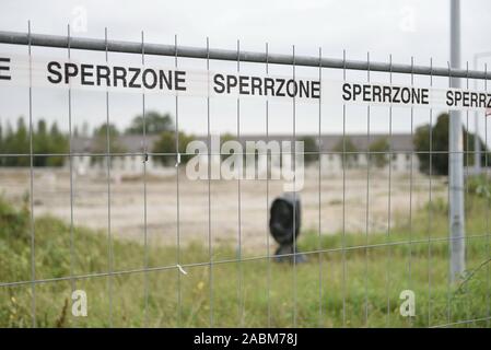 Nella ex caserma bavarese a Freimann, la città sta cercando di attuare un nuovo concetto di riciclaggio. Il materiale di demolizione dalla cancellazione della costruzione del sito della caserma è trasformato in un nuovo materiale da costruzione: qui una zona cancellata di materiale esplosivo. [Traduzione automatizzata] Foto Stock