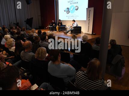 Wolfgang Luef (sinistra), Susanne Schneider e Marc Baumann alla notte della SZ autori nel Literaturhaus sul tema: 'Say nulla live now! [Traduzione automatizzata] Foto Stock