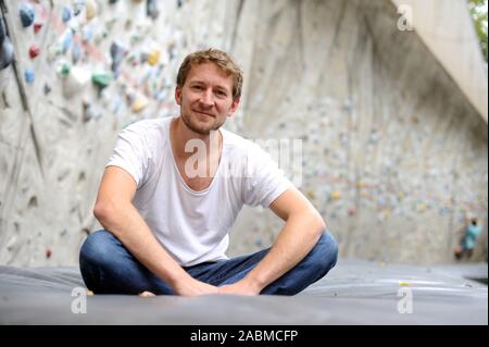 Matthias Ballweg, nuovo primo presidente della sezione bernese del tedesco Associazione alpina (DAV), ammessi al centro di arrampicata del DAV in Thalkirchen. [Traduzione automatizzata] Foto Stock