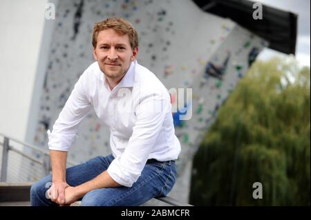 Matthias Ballweg, nuovo primo presidente della sezione bernese del tedesco Associazione alpina (DAV), ammessi al centro di arrampicata del DAV in Thalkirchen. [Traduzione automatizzata] Foto Stock