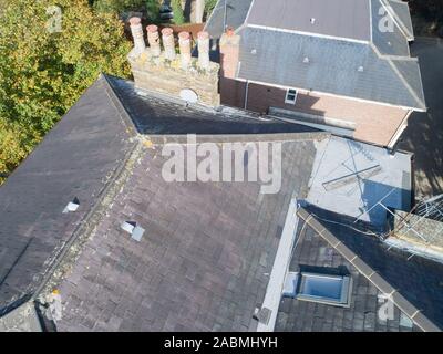 Drone immagini di un tetto in ardesia sondaggio Foto Stock