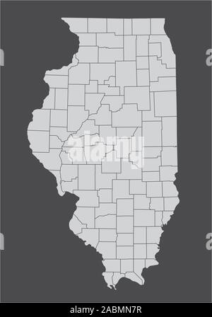 Illinois contee mappa Illustrazione Vettoriale