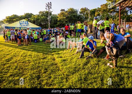 Hash House Harriers Running Event in Happy Hill, Grenada Foto Stock