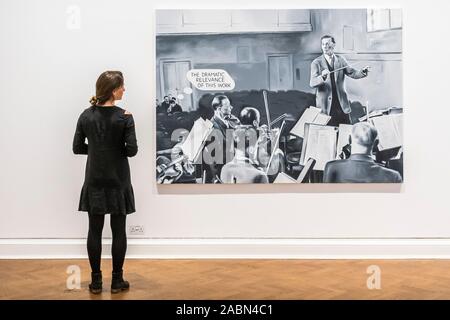 Londra, Regno Unito. 28 Nov 2019. La drammatica rilevanza del lavoro tehis, 2019 - Il primo spettacolo alla Galerie Thaddaeus Ropac, Londra dell'artista polacco Marcin Maciejowski. Galerie Thaddaeus Ropac, ospita spettacoli separati da due artisti simultaneamente. Credito: Guy Bell/Alamy Live News Foto Stock