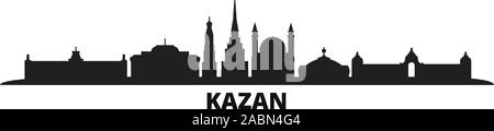 La Russia, Kazan skyline della città isolata illustrazione vettoriale. La Russia, Kazan viaggio paesaggio urbano in nero Illustrazione Vettoriale