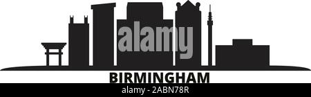 Stati Uniti, Birmingham City skyline isolato illustrazione vettoriale. Stati Uniti, Birmingham viaggio paesaggio urbano in nero Illustrazione Vettoriale