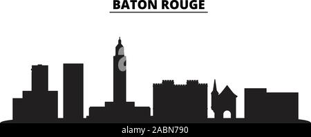 Stati Uniti, Baton Rouge dello skyline della città isolata illustrazione vettoriale. Stati Uniti, Baton Rouge viaggio paesaggio urbano in nero Illustrazione Vettoriale