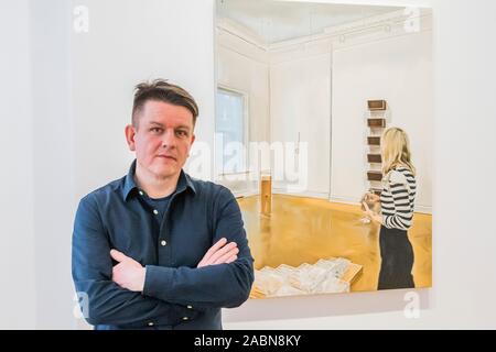 Londra, Regno Unito. 28 Nov 2019. Marcin Maciejowski - il primo spettacolo alla Galerie Thaddaeus Ropac, Londra dell'artista polacco Marcin Maciejowski. Galerie Thaddaeus Ropac, ospita spettacoli separati da due artisti simultaneamente. Credito: Guy Bell/Alamy Live News Foto Stock