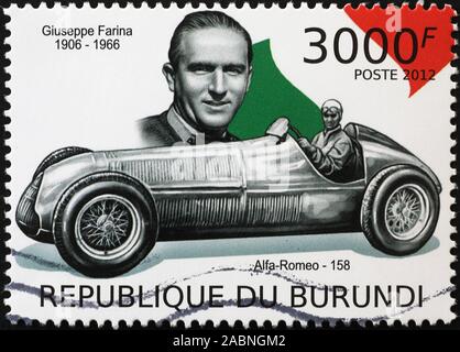 Racing driver Giuseppe Farina sul francobollo Foto Stock