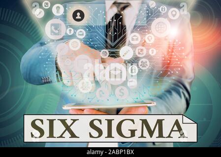 La grafia la scrittura di testo Six Sigma. Foto concettuale insieme di tecniche analysisagement destinato a migliorare il processo di business Foto Stock