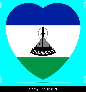 Il Lesotho bandiera in forma di cuore illustrazione vettoriale EPS 10. Illustrazione Vettoriale