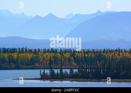 Willow lago e monti Wrangell, Alaska Foto Stock