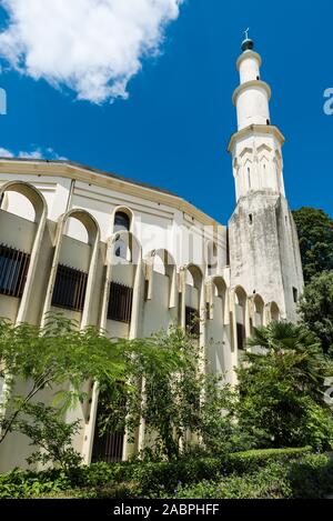 Bruxelles/ Belgio - 07 03 2019: facciata verde e dintorni della grande moschea di Bruxelles a cinquentenaire Foto Stock