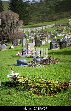 Isola Norfolk cimitero pensato per essere stata stabilita in 1820s. Molte tombe riflettono origini polinesiane. Norfolk Island, a sud-ovest del Pacifico, Aus Foto Stock