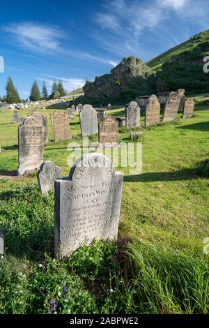 Lapidi del cimitero in riserva in Kingston e Arthur's Vale. Il cimitero è stato in uso circa dal 1798 e le lapidi testimoniare convic Foto Stock