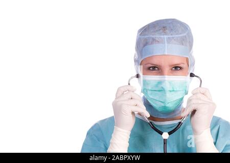 Arzt, Ärztin, OP-Schwester, mit Stethoskop, signor: Sì, 25,30,35, Jahre, Foto Stock