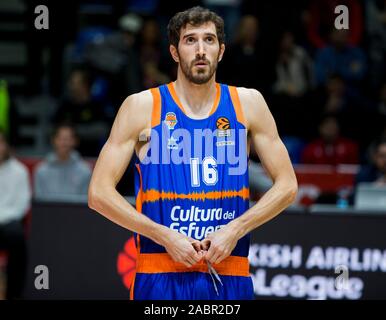 A Belgrado, in Serbia. 28 Nov, 2019. Guillem Vives di Valencia Basket . Credito: Nikola Krstic/Alamy Live News Foto Stock