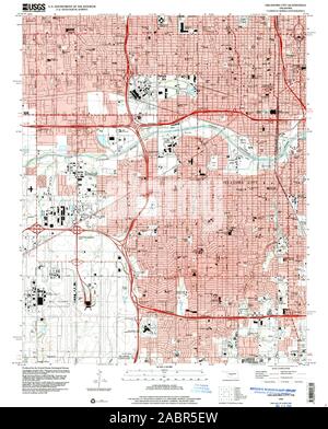 USGS TOPO Map Oklahoma OK Oklahoma City 706492 1995 24000 Restauro Foto Stock