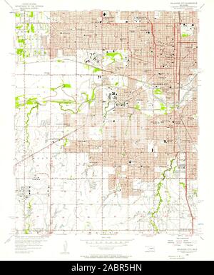 USGS TOPO Map Oklahoma OK Oklahoma City 706496 1956 24000 Restauro Foto Stock