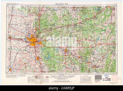 USGS TOPO Map Oklahoma OK Oklahoma City 800960 1957 250000 Il restauro Foto Stock