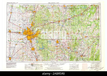 USGS TOPO Map Oklahoma OK Oklahoma City 802351 1957 250000 Il restauro Foto Stock