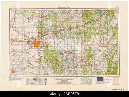 USGS TOPO Map Oklahoma OK Oklahoma City 802353 1954 250000 Il restauro Foto Stock