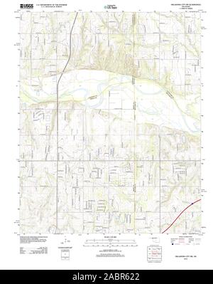 USGS TOPO Map Oklahoma OK Oklahoma City SW 20121114 TM il restauro Foto Stock