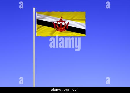 Flagge von Brunei, Sultanat, Suedostasien, liegt auf der Insel Borneo, Foto Stock