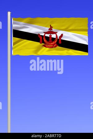 Flagge von Brunei, Sultanat, Suedostasien, liegt auf der Insel Borneo, Foto Stock