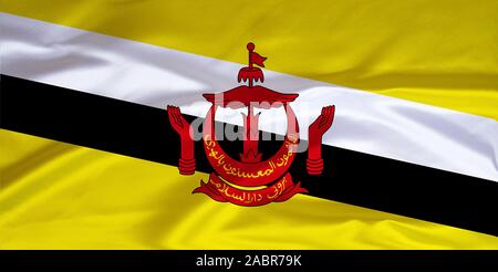 Flagge von Brunei, Sultanat, Suedostasien, liegt auf der Insel Borneo, Foto Stock