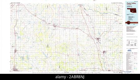 USGS TOPO Map Oklahoma OK Pauls Valley 707160 1986 100000 Il restauro Foto Stock