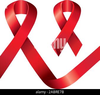 Set di aids day consapevolezza nastri icona isolato Illustrazione Vettoriale