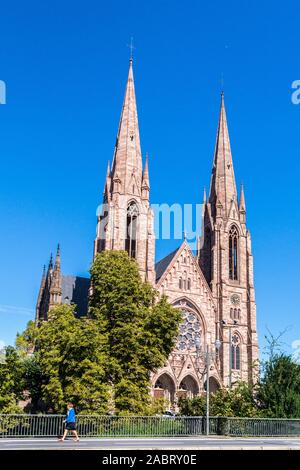 San Paolo chiesa riformata, 1892-7, da Luigi Muller, Gothic revival stile, Strasburgo, Alsazia, Grand Est, Francia Foto Stock