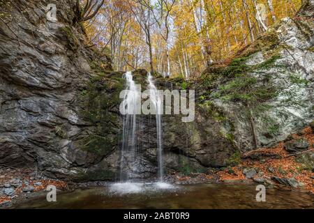 Cascata nella foresta Frakto a Rodopi mountain range national park Foto Stock