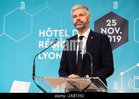 Il 25 novembre 2019, Lione, Auvergne-Rhône-Alpes, Francia.Laurent Wauquiez presidente della regione Auvergne-Rhône-Alpes Foto Stock