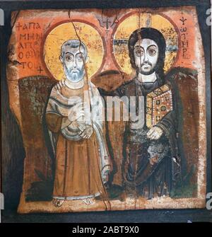 Saint-Philibert de Tournus chiesa, l'icona di Cristo e Abate Mena. Pittura copta. Tournus. La Francia. Foto Stock