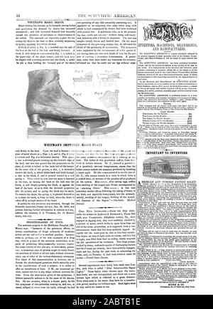 WHITMAN migliorata del pattino di magia. Importante per gli inventori. MUNN & CO., Scientific American, 1860-01-02 Foto Stock