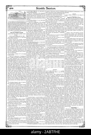 Elenco delle rivendicazioni del brevetto rilasciato dall'Ufficio Brevetti degli Stati Uniti re-PROBLEMI. Disegni e modelli. La riforma della normativa in materia di brevetti. Texas colture., Scientific American, 1850-05-11 Foto Stock