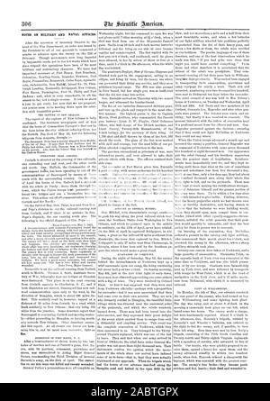 Note sui militari e gli affari navali., Scientific American, 1862-05-17 Foto Stock