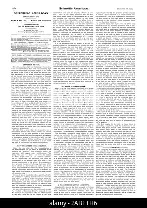 SCIENTIFIC AMERICAN STABILITO 1845 MUNN & CO Inc - Editori e proprietari settimanale pubblicata al n. 361 Broadway. New York, -1909-12-18 Foto Stock