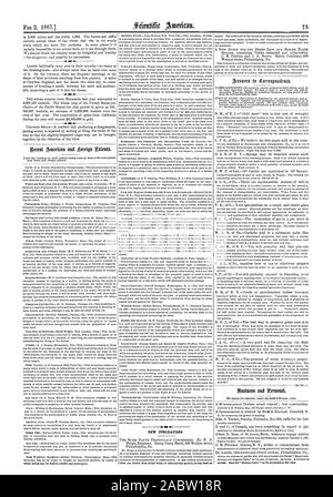 Nuove pubblicazioni., Scientific American, 1867-02-02 Foto Stock