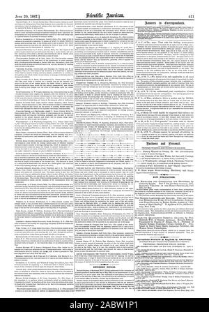 Avvisi di estensione. 41 nuove pubblicazioni. Invenzioni brevettate in Inghilterra dagli americani, Scientific American, 1867-06-29 Foto Stock