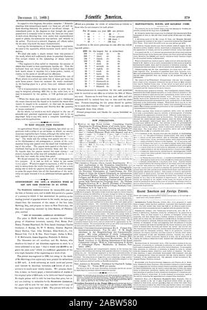 La produzione mineraria e gli elementi della ferrovia. Per mantenere le cantine dal congelamento. Annuncio per 1870una splendida opera d'arte e premi in contanti da dare. Nuove pubblicazioni., Scientific American, 1869-12-11 Foto Stock