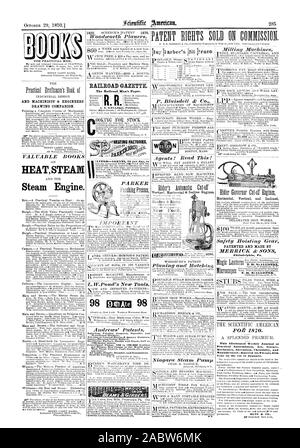 1832. E MACCHINISTI' & Engineers' disegno compagno. Libri di pregio HEATSTEA1Y1 motore di vapore. P. Blaisdell & Co. Verticale e Orizzontale Inclinare i motori. Handren & Ripley New York. Niagara pompa a vapore. Orizzontale e verticale di sicurezza inclinate il dispositivo di sollevamento brevettato e realizzato da MERRIC K & SONS FO h 18M. Meccanica invenzione chimica e produce-entrato nel suo venticinquesimo anno il 1 gennaio. Ferrovia Gazette. La ferrovia dell'uomo. carta A. N. K ELLOG.C. Publisher ANTED-AGENTI 20 al giorno t PARKER PARKER. BROS. Importante L.WPond di nuovi strumenti. Andrews' brevetti. Fabbriche di riscaldamento. ' Agenti Foto Stock